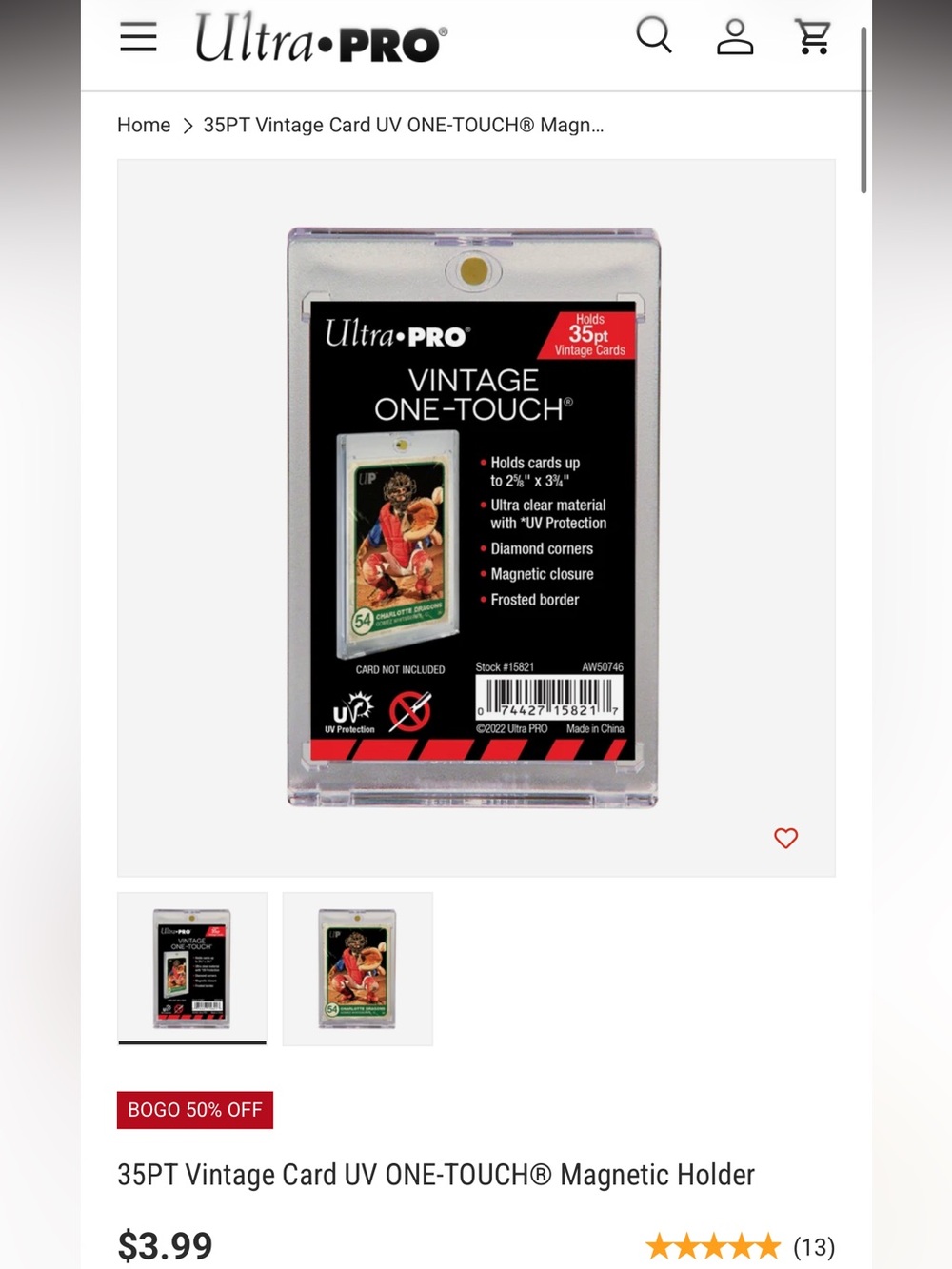 Pack of $3 Used - Like New Ultra PRO One-Touch 35PT Magnetic Card Holders